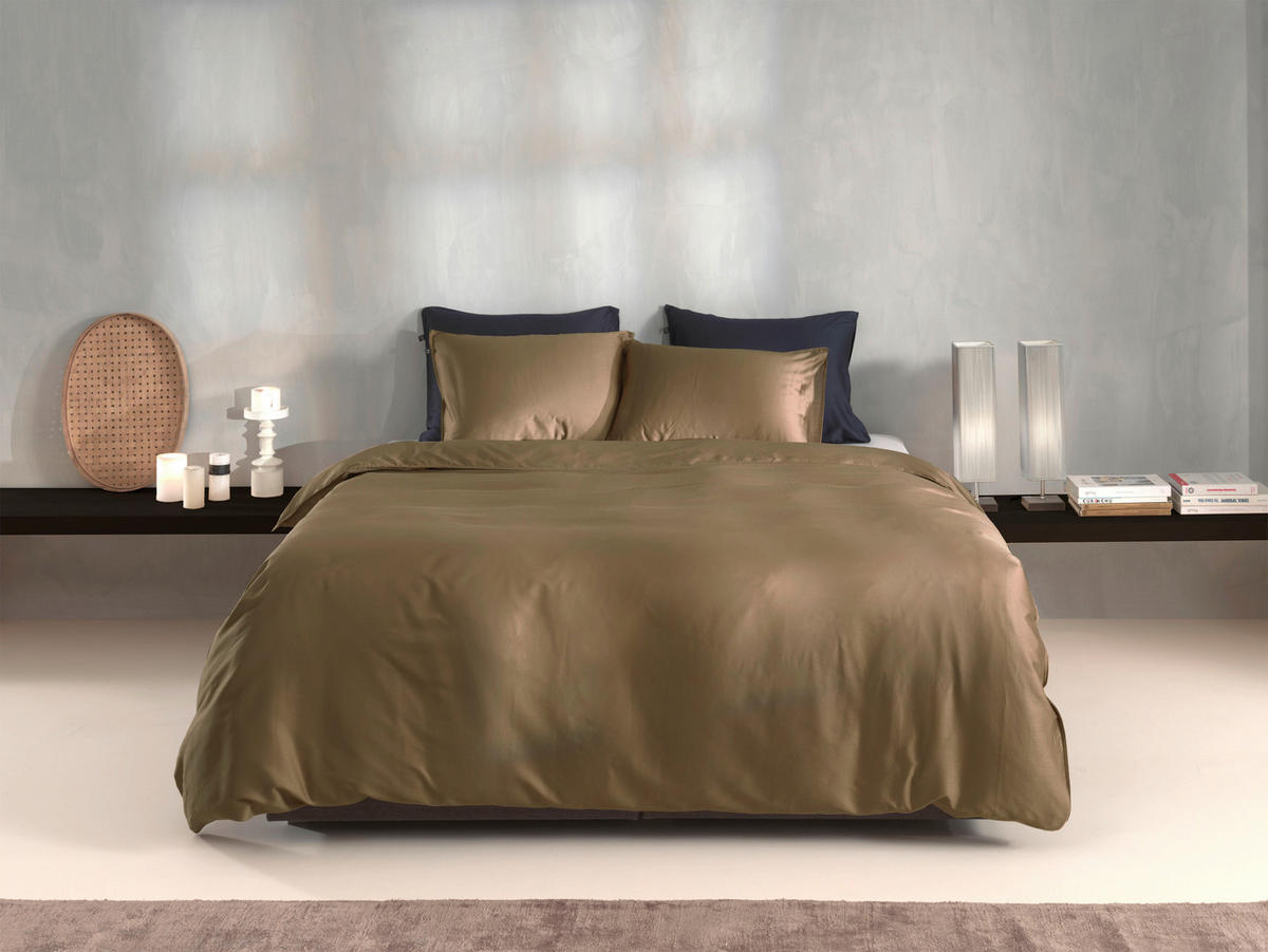 BETTWÄSCHE 2-teilig Satinado Makosatin 135/200 cm  - Taupe, Basics, Textil (135/200cm)