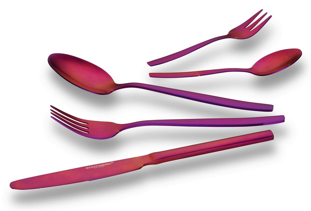 BESTECKSET Positano 30-teilig Edelstahl  - Lila/Rot, Basics, Metall (1,22kg) - Echtwerk