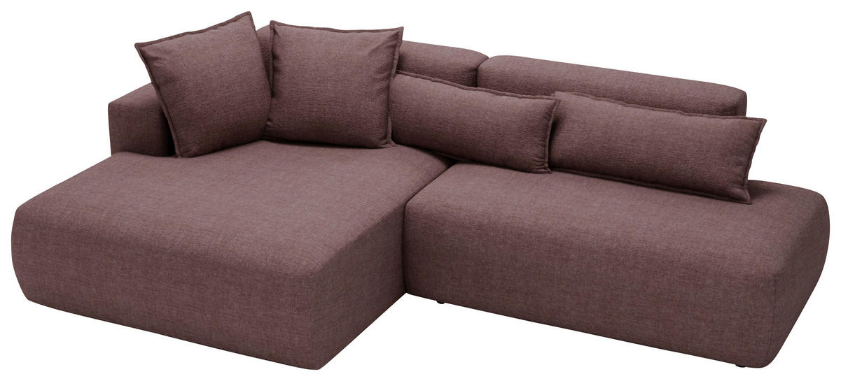 ECKSOFA Chenille Beere  - Beere/Schwarz, Design, Kunststoff/Textil (160/284cm) - Livetastic