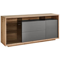 SIDEBOARD Grau, Eiche Artisan  190/83,8/42 cm  - Graphitfarben/Eiche Artisan, Design, Glas/Holzwerkstoff (190/83,8/42cm) - Stylife