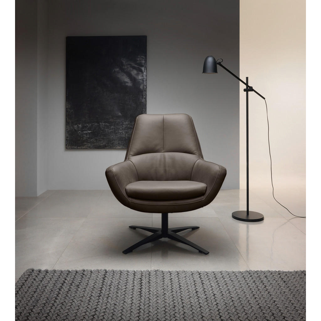 Thumbnail - Trendmanufaktur Sessel BE Organic, Grau, Leder, Echtleder, Anilinleder, 81x92x83 cm, Made in EU, Lederauswahl, Stoffausw...