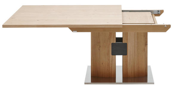 ESSTISCH Wildeiche furniert rechteckig Edelstahlfarben, Eichefarben - Edelstahlfarben/Eichefarben, KONVENTIONELL, Holz/Metall (130/90/76cm) - Dieter Knoll