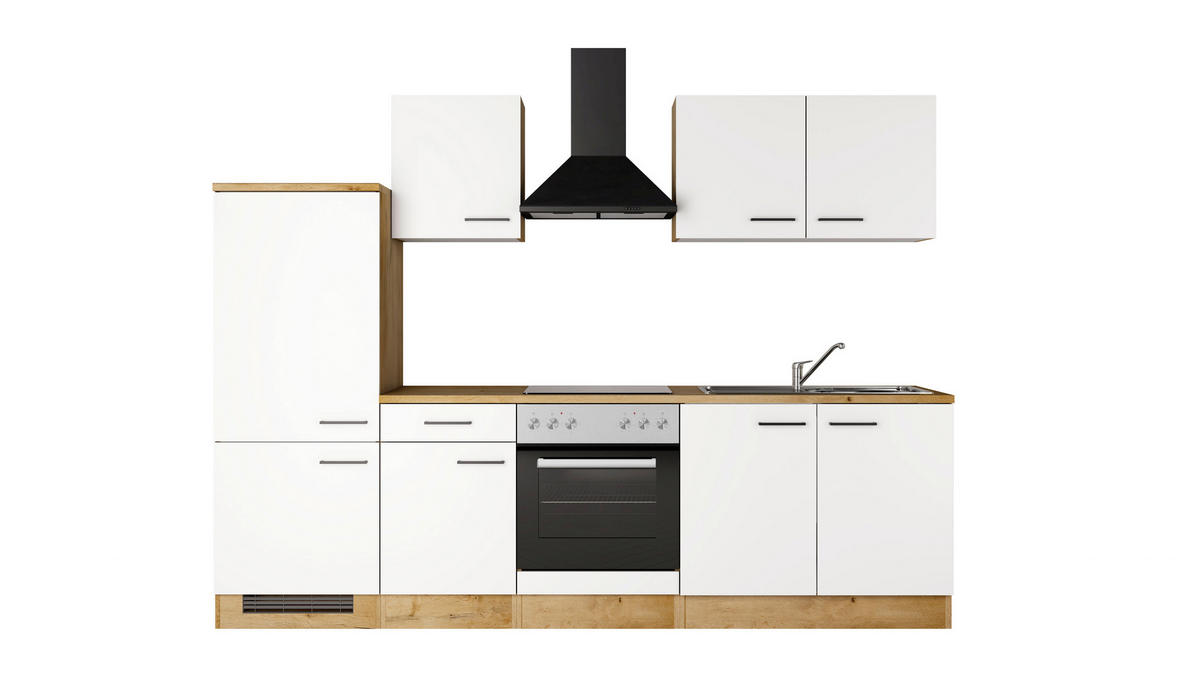 KÜCHENBLOCK 270 cm  in Eichefarben, Magnolie  - Eichefarben/Magnolie, Trend, Holzwerkstoff/Metall (270cm) - FlexWell