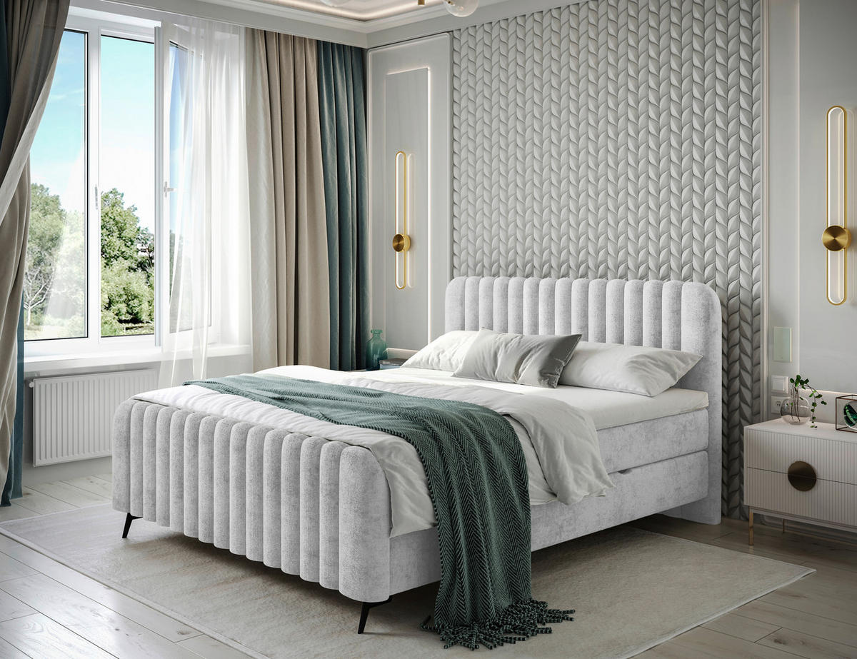 BOX KREVET    180/200 cm  - svijetlo siva/crna, Moderno, drvni materijal/drvo (180/200cm) - MID.YOU