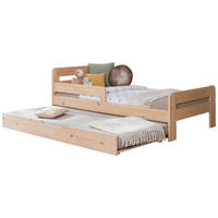 AUSZIEHBETT 90/200 cm,  in Naturfarben, Matratze, Rollrost, Bettschublade, Absturzsicherung  - Naturfarben, MODERN, Holz/Textil (90/200cm) - MID.YOU