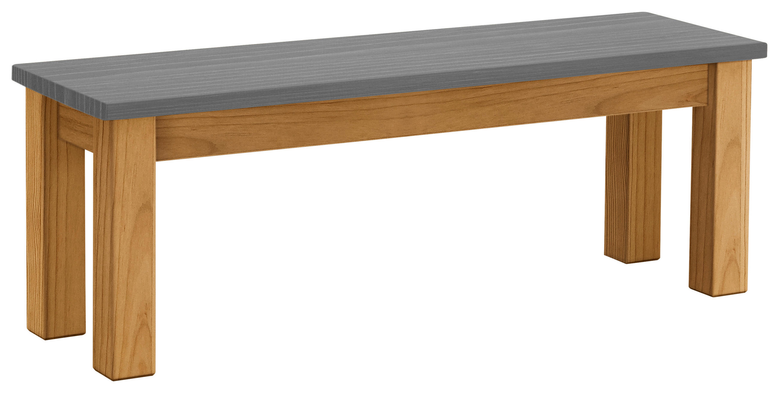 SITZBANK 130/46/40 cm Grau, Laugenfarbig Kiefer massiv  - Laugenfarbig/Grau, ROMANTIK / LANDHAUS, Holz (130/46/40cm) - Boxxx