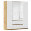 DREHTÜRENSCHRANK in Weiss, Eiche Artisan, Silberfarben  - chêne artisan/blanc, Basics, matériau de bois (181/210/54cm) - Rauch Möbel