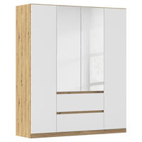 DREHTÜRENSCHRANK in Weiss, Eiche Artisan, Silberfarben  - chêne artisan/blanc, Basics, matériau de bois (181/210/54cm) - Rauch Möbel