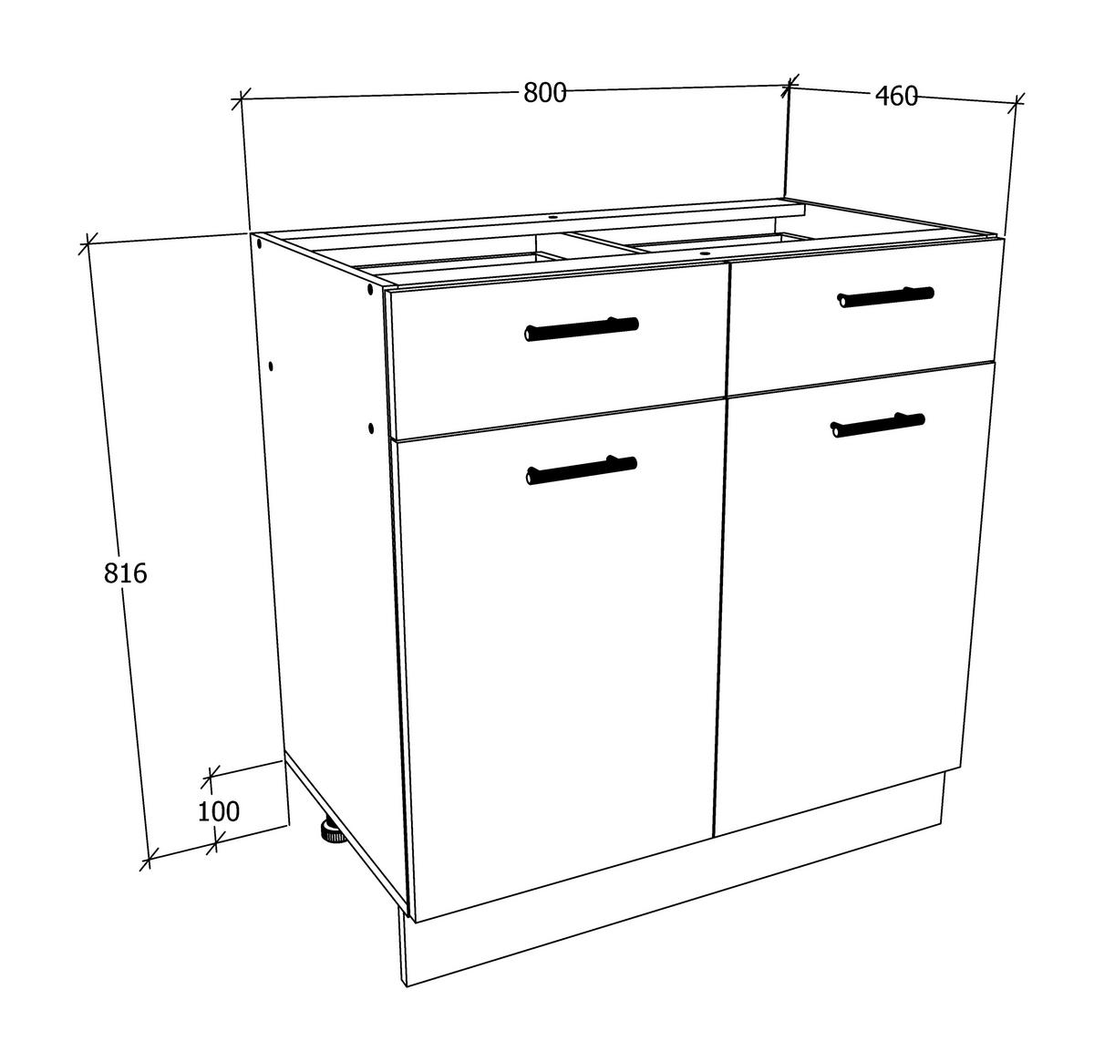 KÜCHENUNTERSCHRANK 80/82/46 cm  in Weiss, Sonoma Eiche  - Weiss/Alufarben, Konventionell, Holzwerkstoff/Metall (80/82/46cm) - MID.YOU