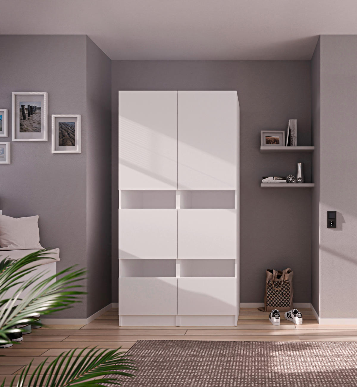 MEHRZWECKSCHRANK 50/200/68 cm  in Weiß  - Schwarz/Weiß, Design, Holzwerkstoff/Metall (50/200/68cm) - Milino