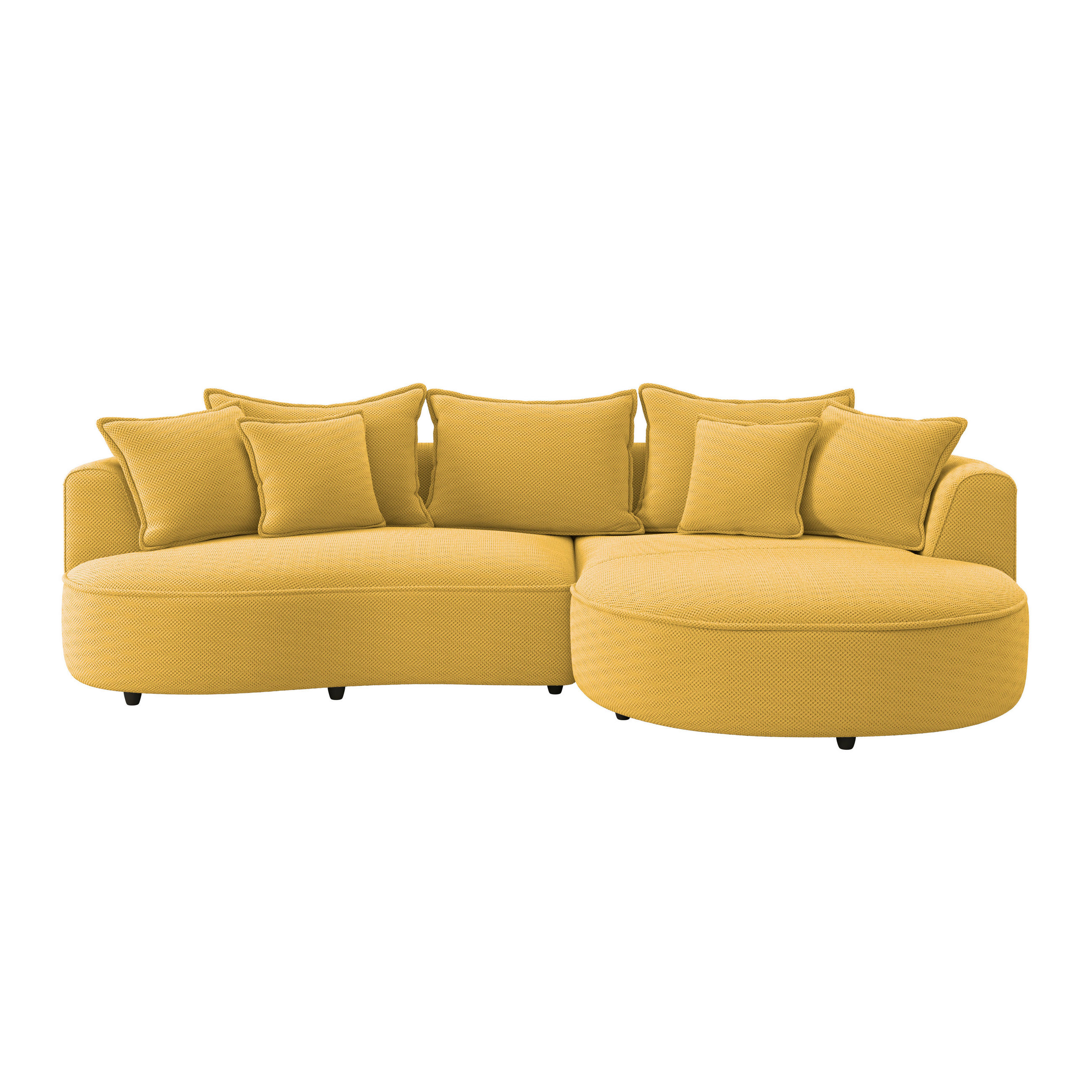 ECKSOFA in Velours, Struktur Senfgelb  - Senfgelb/Schwarz, Modern, Kunststoff/Textil (287/168cm) - Livetastic