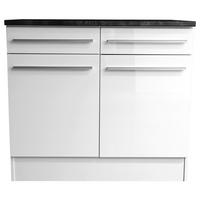 SCHUBKASTENUNTERSCHRANK 100/90/60 cm  in Weiß, Weiß Hochglanz  - Weiß Hochglanz/Anthrazit, Basics, Holzwerkstoff/Kunststoff (100/90/60cm) - MID.YOU