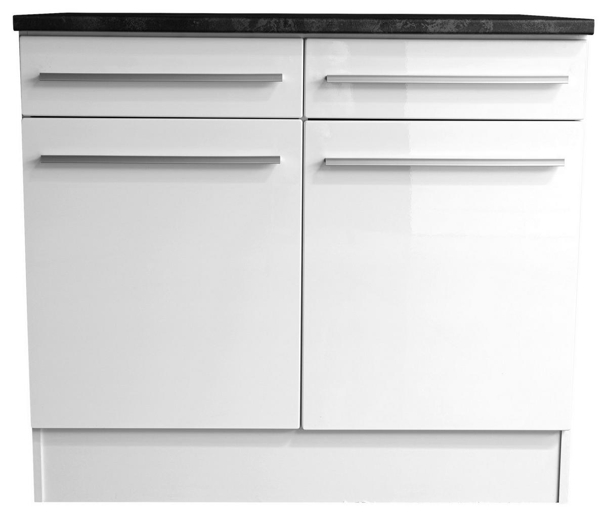 SCHUBKASTENUNTERSCHRANK 100/90/60 cm  in Weiß, Weiß Hochglanz  - Weiß Hochglanz/Anthrazit, Basics, Holzwerkstoff/Kunststoff (100/90/60cm) - MID.YOU