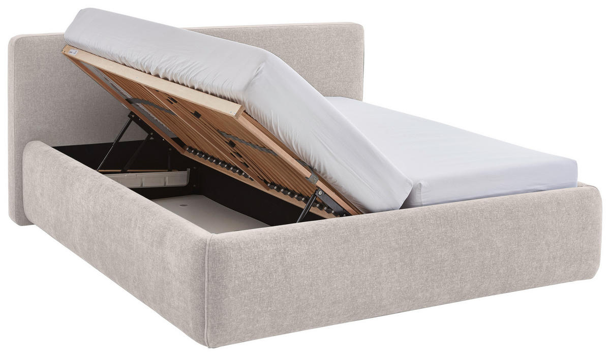 POLSTERBETT 240/200 cm,  in Creme, Bettkasten, Lattenroste,  - Birkefarben/Buchefarben, Design, Holz/Textil (240/200cm) - Xora