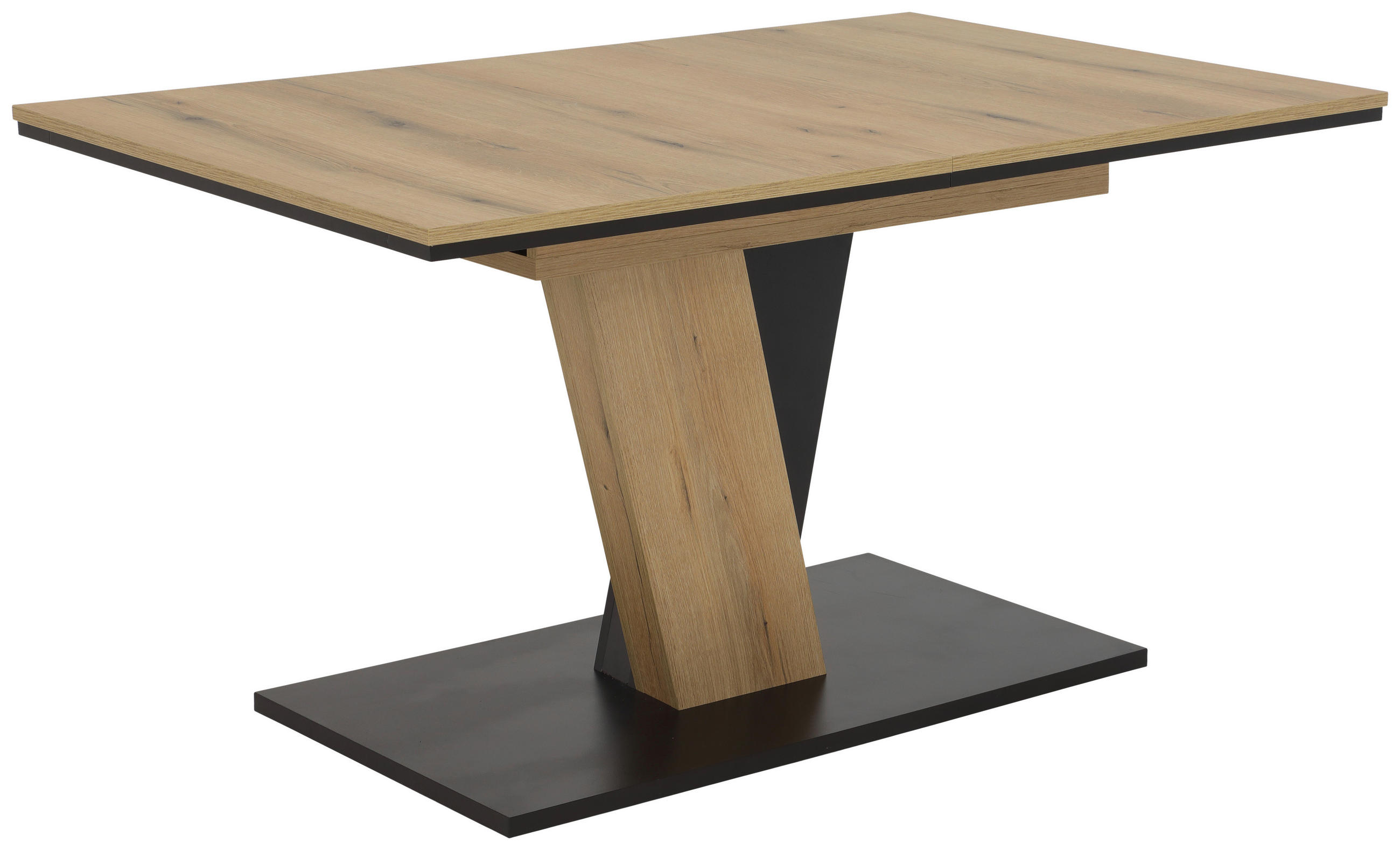 ESSTISCH Schwarz, Eichefarben rechteckig  ausziehbar  - Eichefarben/Schwarz, KONVENTIONELL, Holzwerkstoff (140-180/90/76cm) - Boxxx