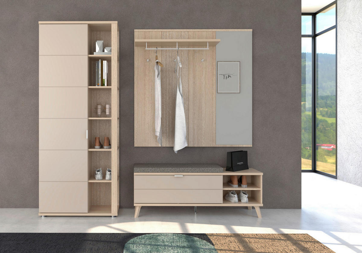 ELŐSZOBAPANEL 130/130/30 cm  - tölgyfa színű, Design, faalapú anyag/Üveg (130/130/30cm) - Stylife