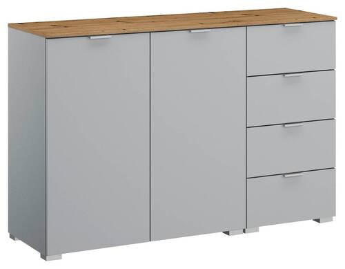 SIDEBOARD in 120/81/42 cm - Eichefarben/Alufarben, Trend, Holzwerkstoff/Kunststoff (120/81/42cm) - Stylife