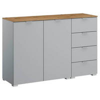 SIDEBOARD  in 120/81/42 cm  - Eichefarben/Alufarben, Trend, Holzwerkstoff/Kunststoff (120/81/42cm) - Stylife