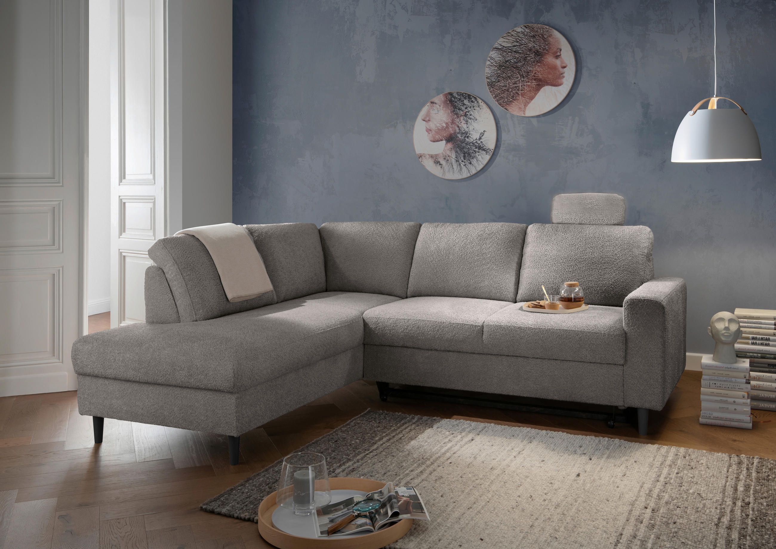ECKSCHLAFSOFA in Anthrazit Textil   - Anthrazit/Schwarz, Modern, Holz/Textil (200/242cm) - Livetastic
