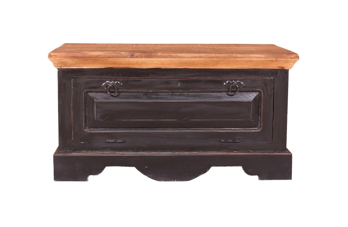 SCHUHSCHRANK Mangoholz massiv Schwarz, Honig  - Schwarz/Honig, Design, Holz/Holzwerkstoff (85/45/40cm) - MID.YOU