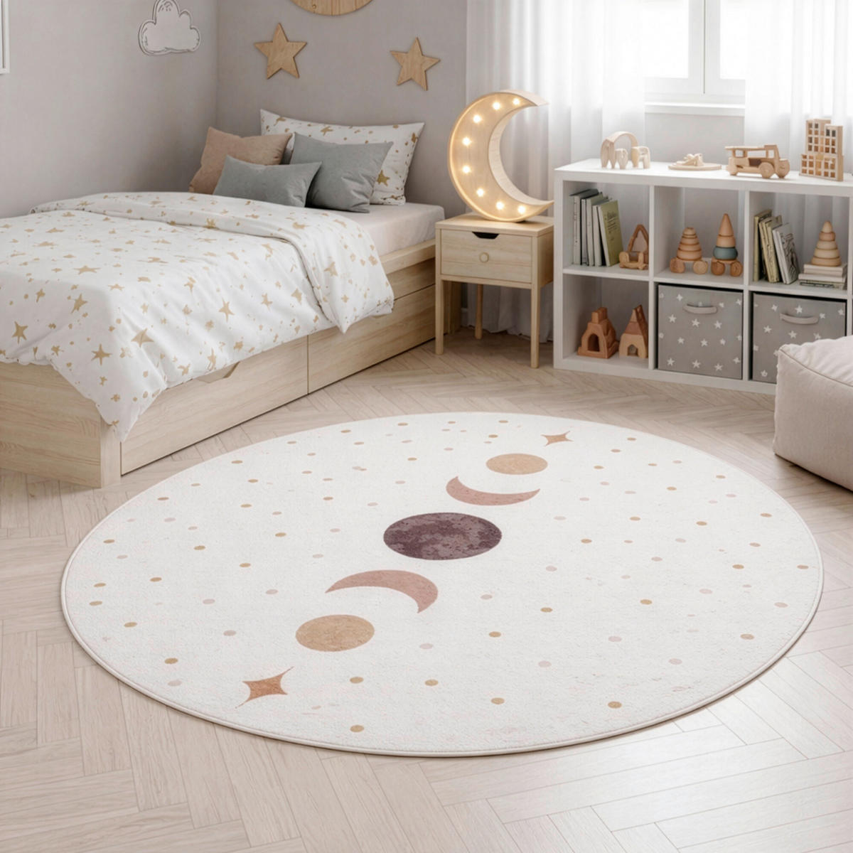 KINDERTEPPICH  Wohnzimmer 160/160 cm COCO Creme rund  - Creme, Trend, Kunststoff/Textil (160/160cm) - Ayyildiz 