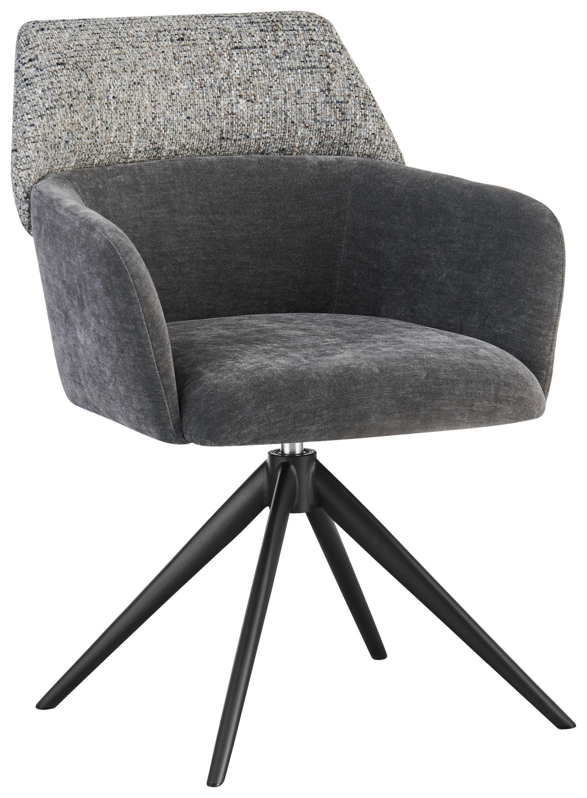 ARMLEHNSTUHL  in Eisen Webstoff  - Anthrazit/Schwarz, Design, Textil/Metall (61/83/61cm) - Novel
