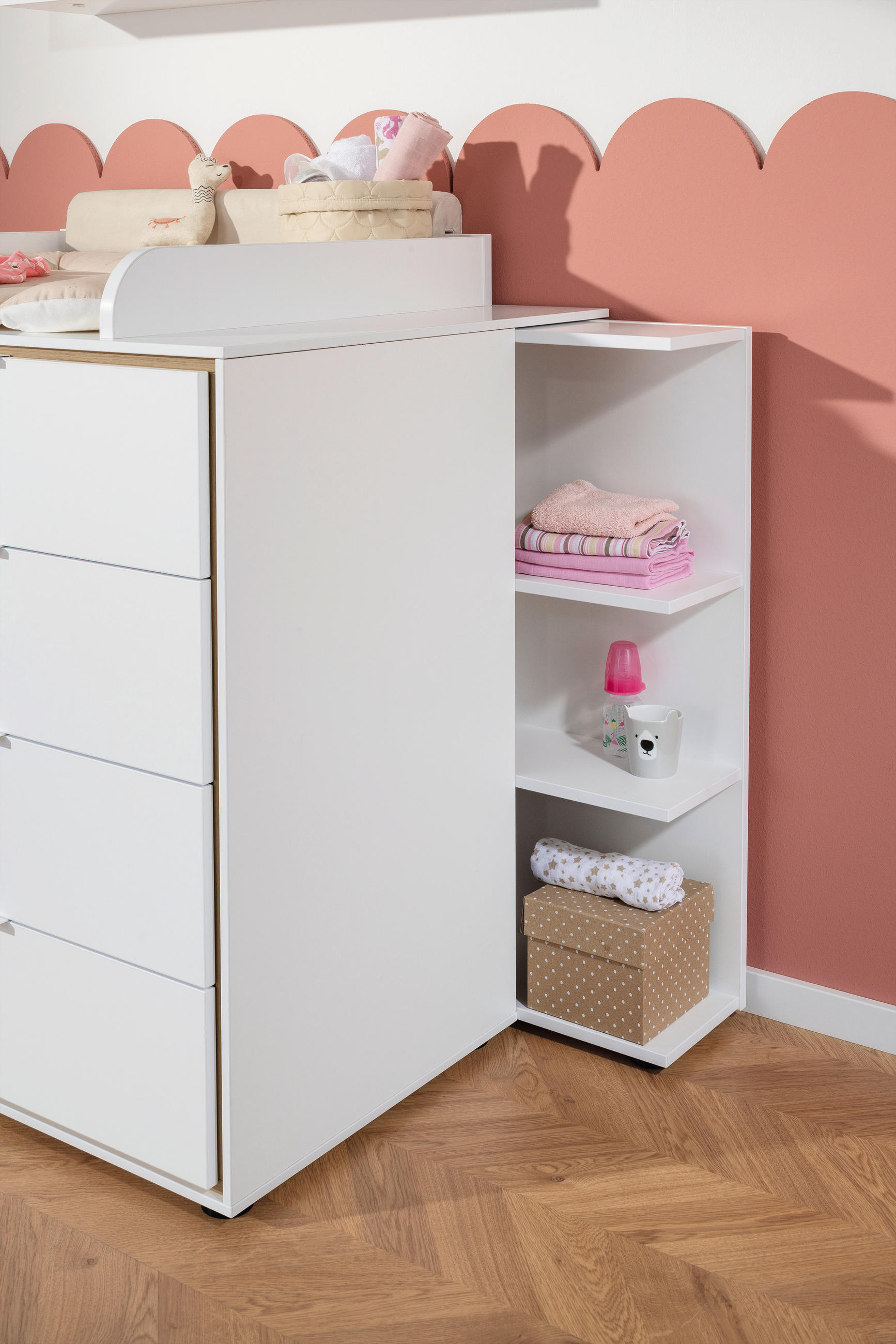 BABYUNTERSTELLREGAL Lieven Weiß  - Weiß, Basics, Holzwerkstoff (45,0/92,4/21,3cm) - Paidi