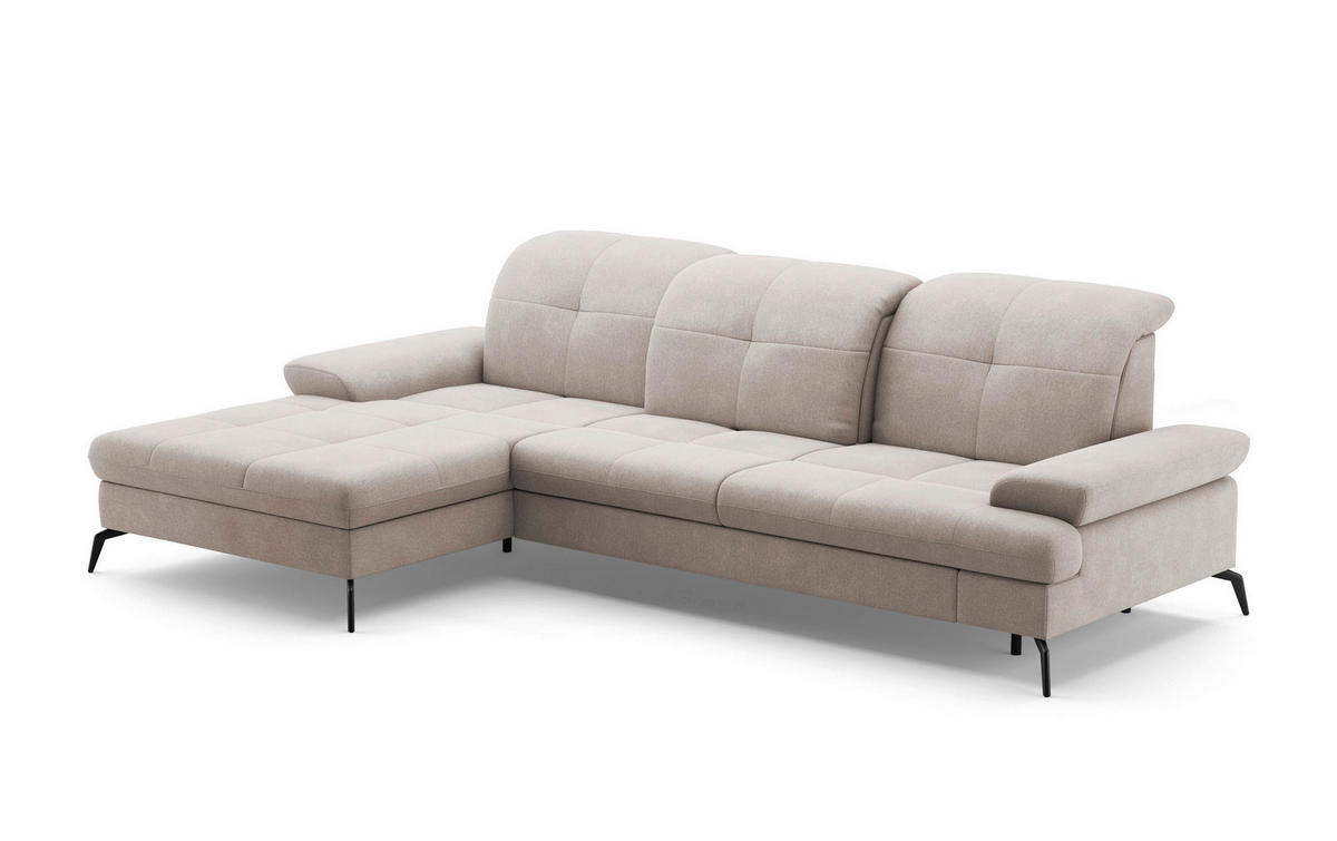 ECKSOFA in Flachgewebe Greige  - Greige/Schwarz, Konventionell, Textil/Metall (185/279cm) - Sit & More