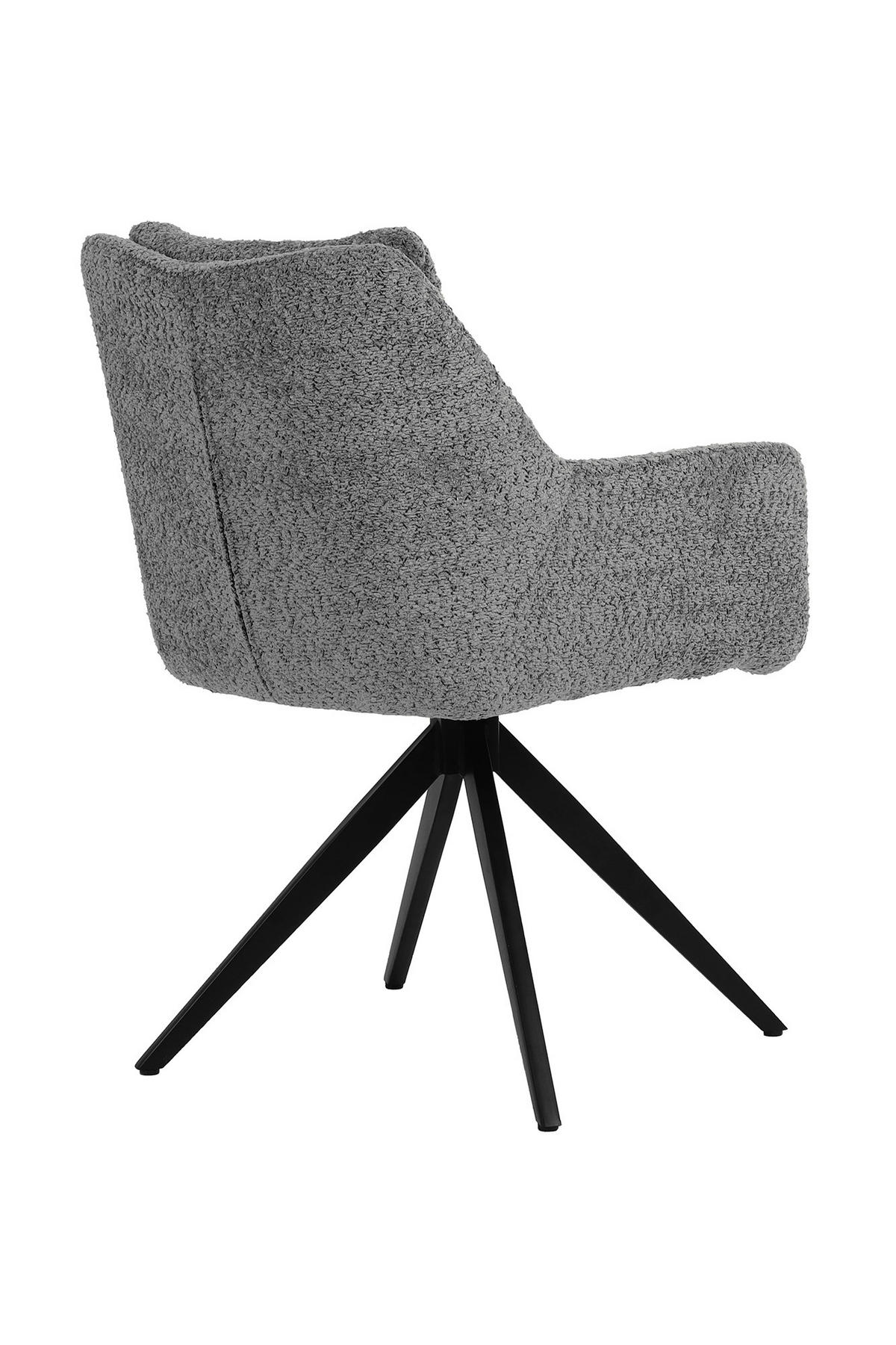 ARMLEHNSTUHL  Sitzfläche 360° drehbar Bouclé  Grau, Schwarz  - Schwarz/Grau, MODERN, Textil/Metall (65,5/84,5/66cm) - MID.YOU