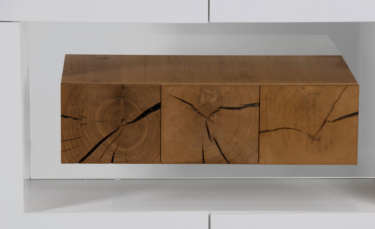 Highboard Hasti  in 120/125/40 cm  - Eichefarben/Weiß, Design, Holz/Holzwerkstoff (120/125/40cm) - MID.YOU