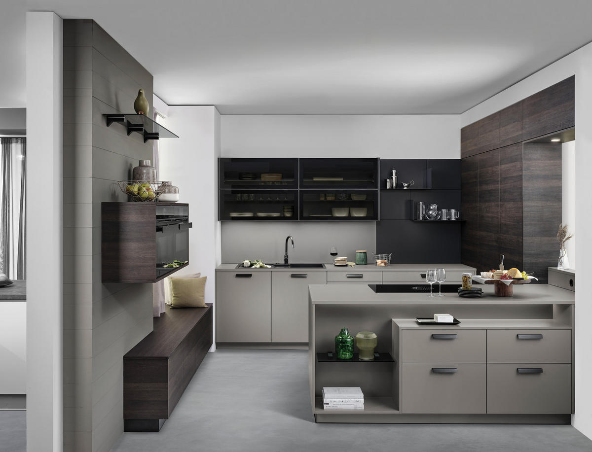 EINBAUKÜCHE   - Grau, Design, Holzwerkstoff - EWE