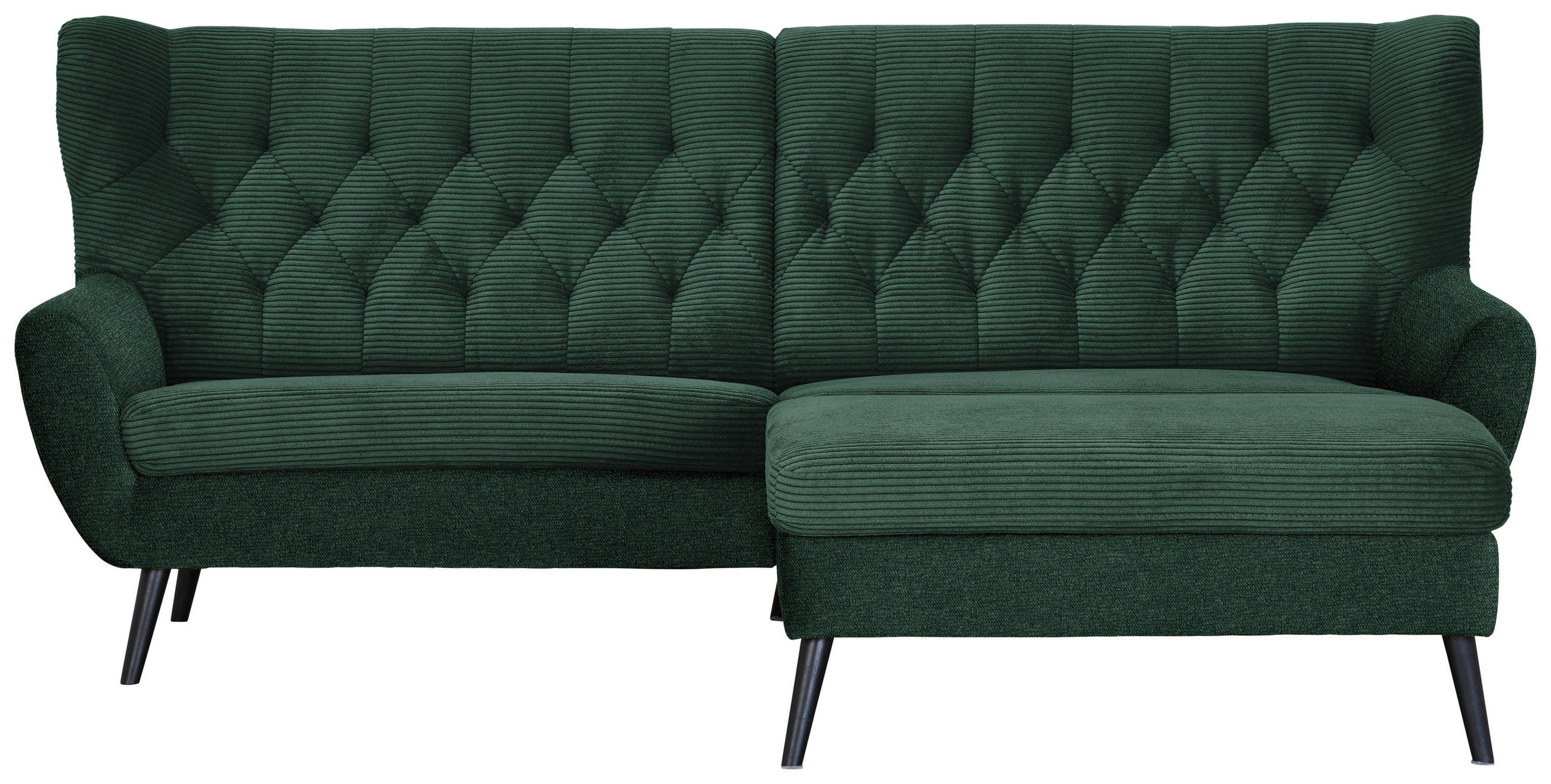 ECKSOFA in Cord Grün  237/165 cm  - Schwarz/Grün, Design, Holz/Textil (237/165cm) - Stylife
