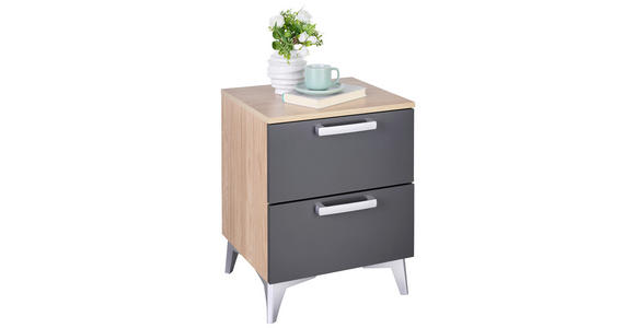 REGAL Eichefarben - Eichefarben/Schwarz, KONVENTIONELL, Holzwerkstoff/Kunststoff (46/45/40cm) - Hom`in