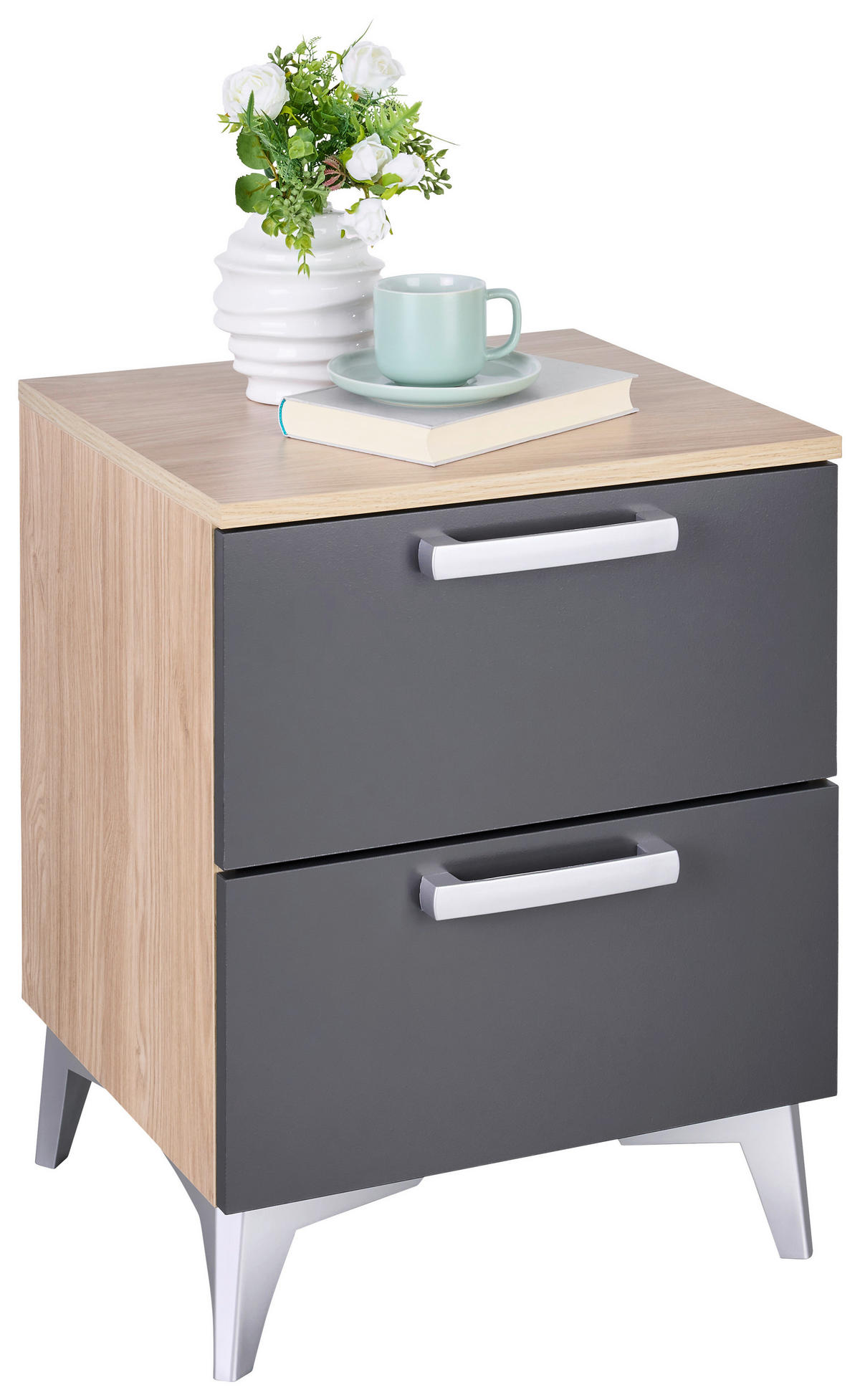 ETAJERĂ  46/45/40 cm culoare lemn stejar  - culoare lemn stejar/negru, Konventionell, plastic/material pe bază de lemn (46/45/40cm) - Hom`in