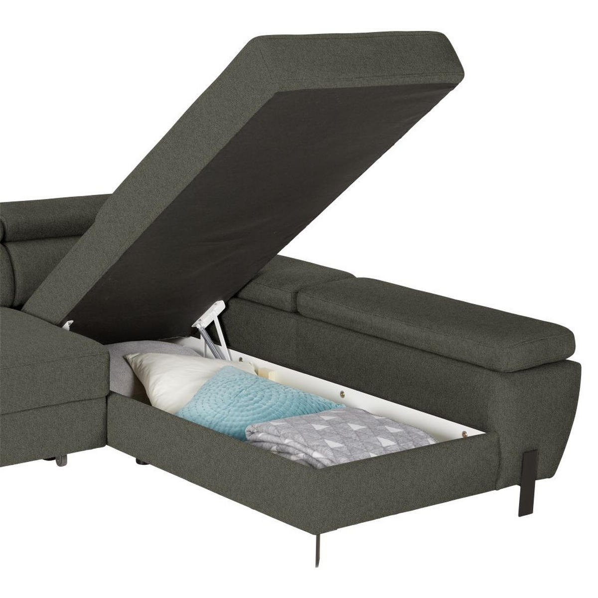 HÖRNSOFFA i vävt tyg mörkgrön  - grön/ljusgrå, Modern, metall/textil (277/90/93cm) - MID.YOU