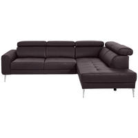 ECKSOFA in Echtleder Braun  - Chromfarben/Braun, Design, Leder/Metall (262/213cm) - Hom`in