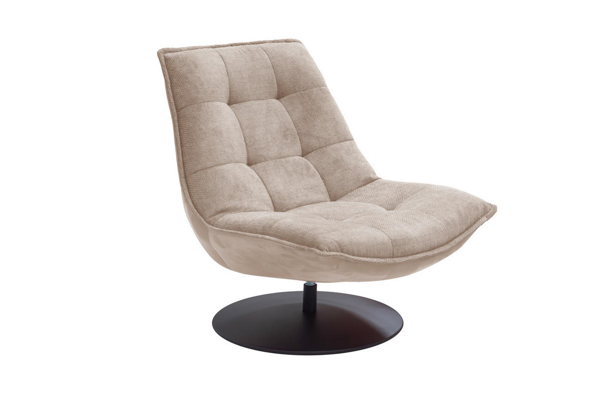 SESSEL in Struktur, Velours Hellbraun  - Hellbraun/Schwarz, Design, Textil/Metall (94/97/106cm) - Livetastic