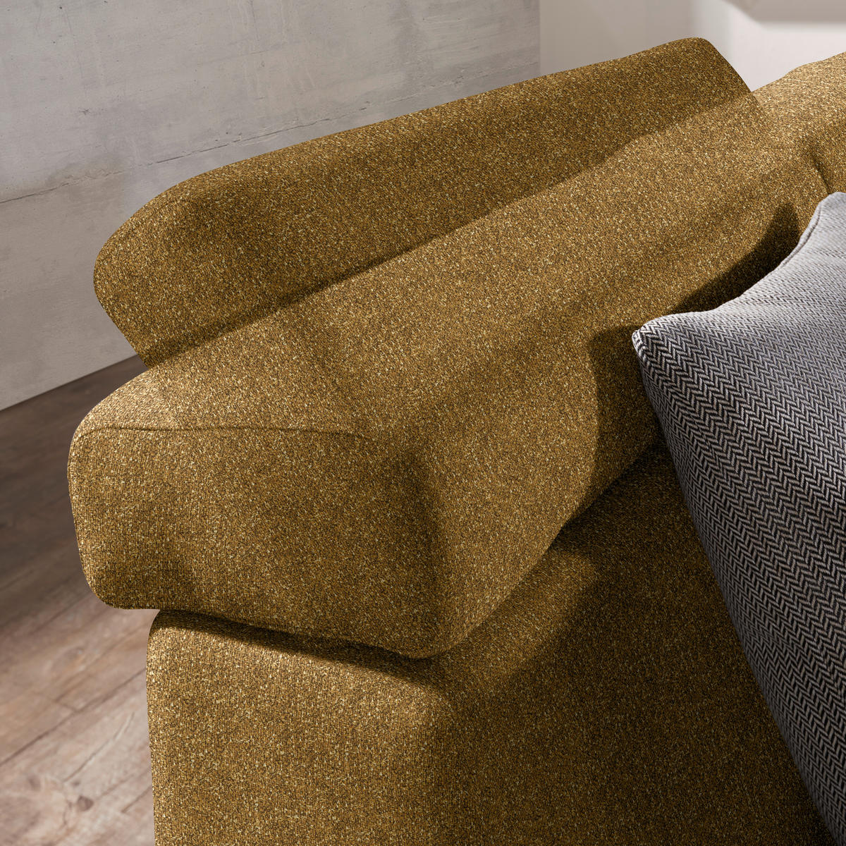 ECKSOFA  in Mikrovelours Senfgelb  288/205 cm  - Senfgelb/Alufarben, Design, Textil (288/205cm) - Sedda