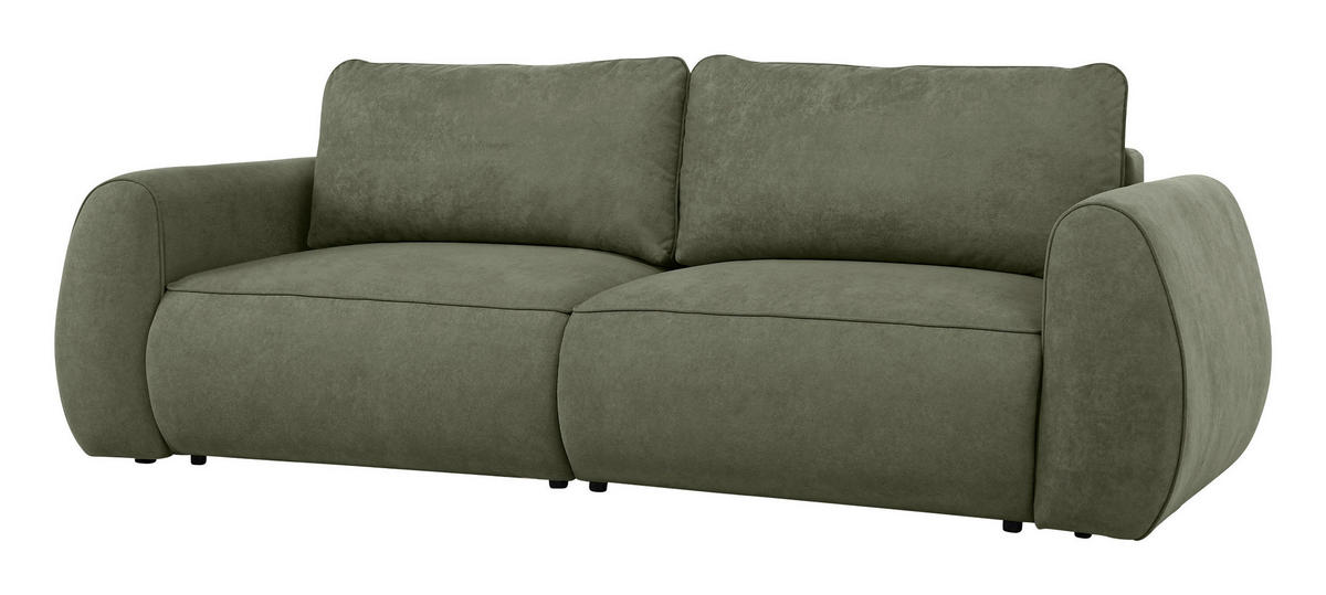 SCHLAFSOFA Chenille Grün  - Schwarz/Grün, Konventionell, Kunststoff/Textil (257/96/110cm) - Milino
