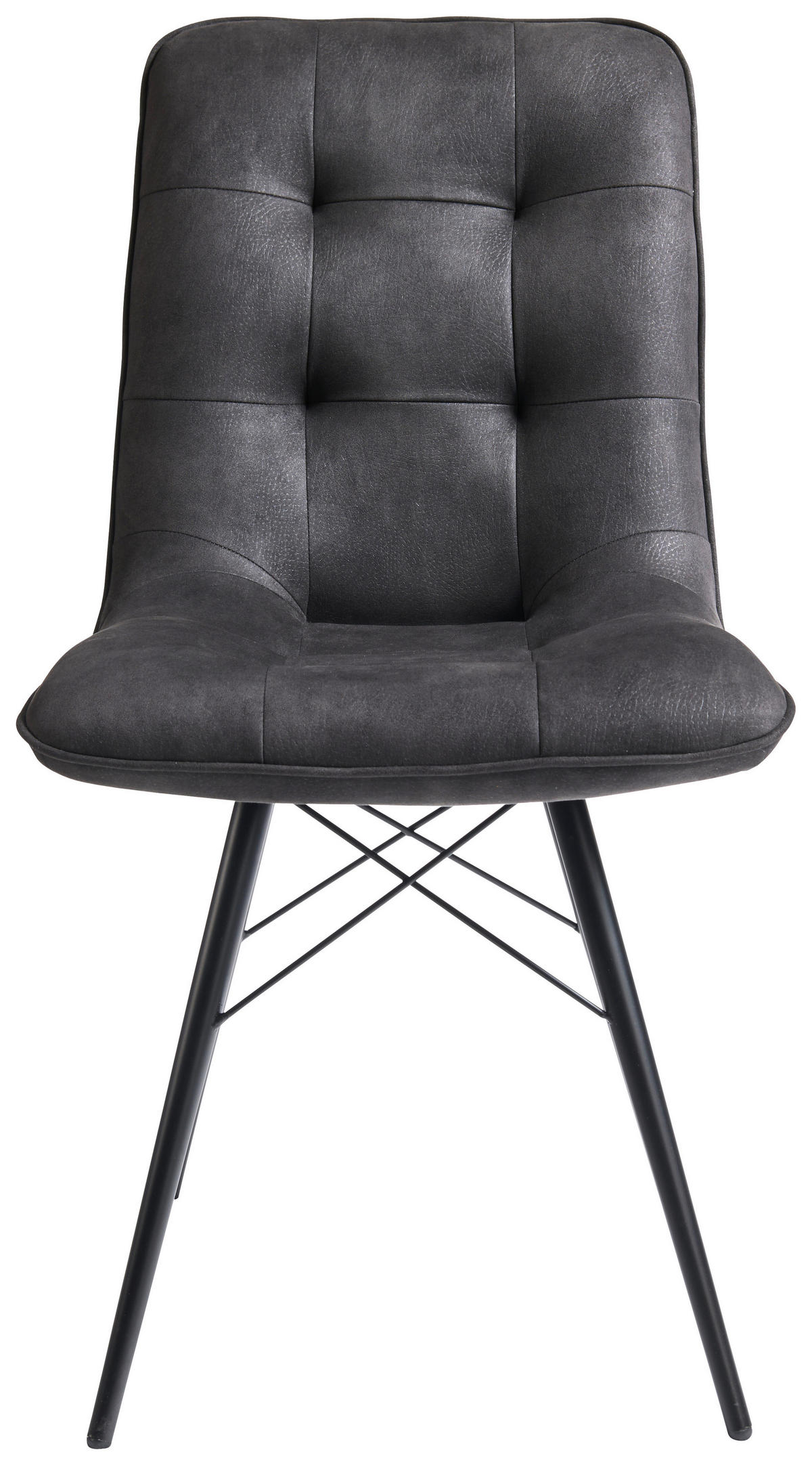 STUHL Mikrofaser Dunkelgrau  - Dunkelgrau/Schwarz, Design, Textil/Metall (48/88/62cm) - Hom`in