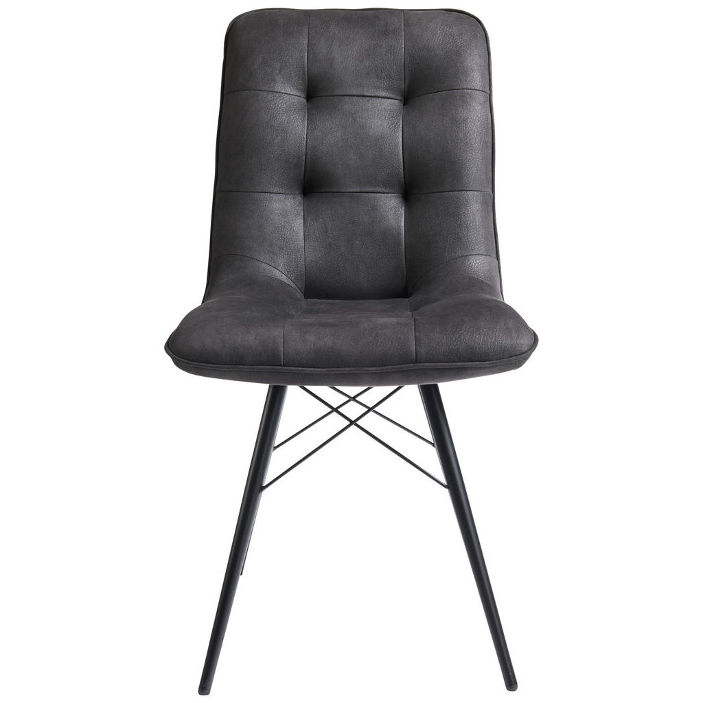 Thumbnail - Hom`in Stuhl, Dunkelgrau, Textil, Rundrohr, 48x88x62 cm, Stoffauswahl, Esszimmer, Stühle, Esszimmerstühle, Vierfußstühle