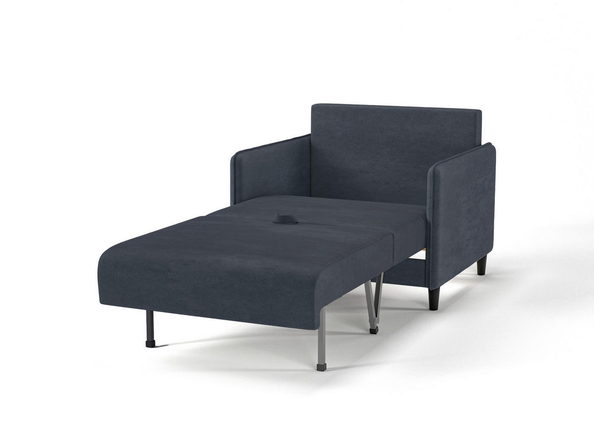 SCHLAFSESSEL ELBA Velours Dunkelblau    - Schwarz/Dunkelblau, Design, Holz/Textil (90/95/95cm) - MID.YOU