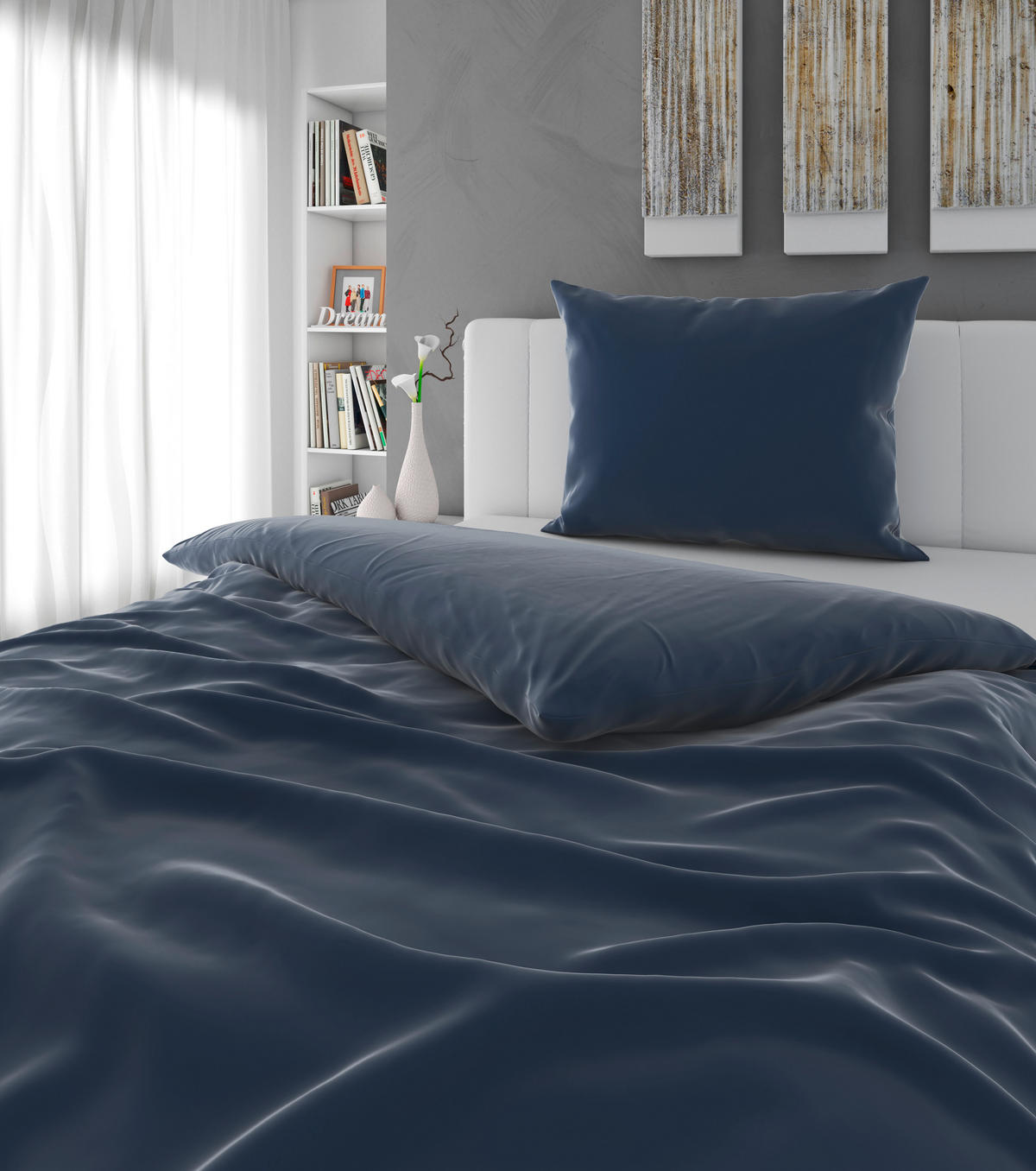 BETTWÄSCHE Mavie Satin 140/200 cm  - Blau, KONVENTIONELL, Textil (140/200cm) - Novel