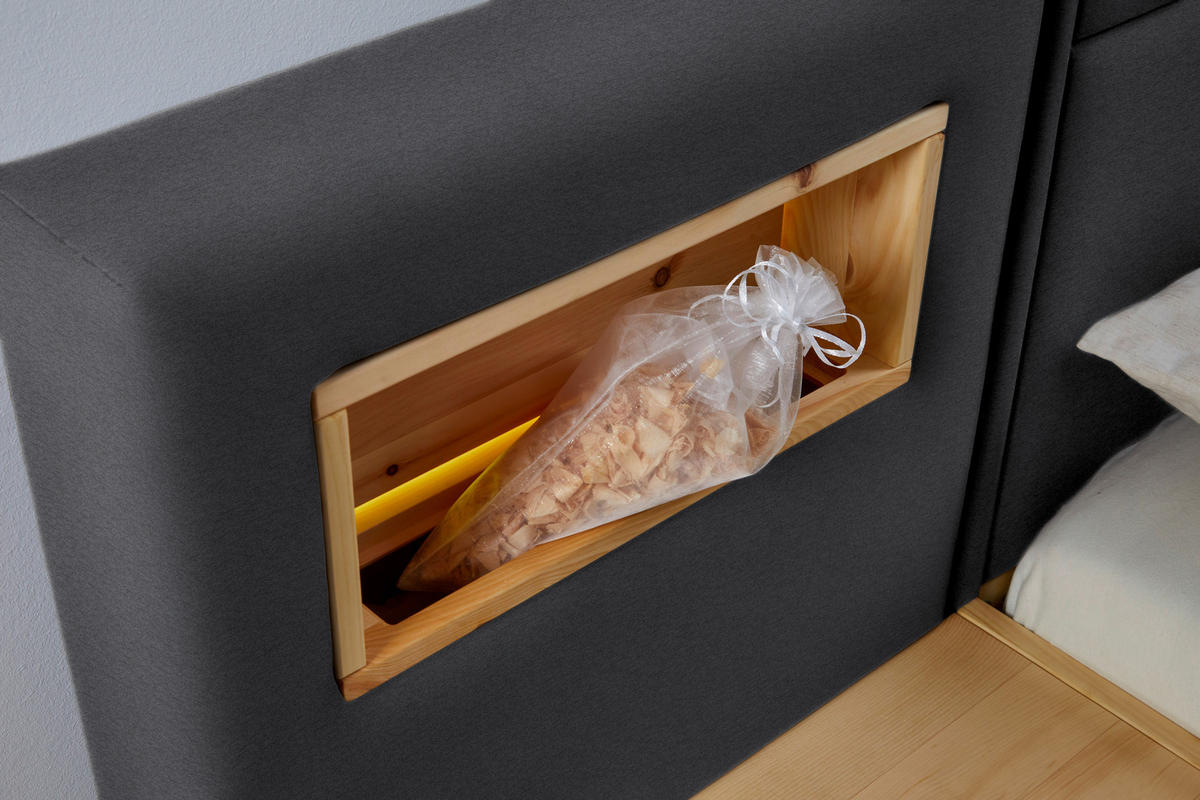 BOXSPRINGBETT 200/200 cm  in Grau, Eichefarben  - Eichefarben/Grau, Natur, Holz/Textil (200/200cm) - Valnatura