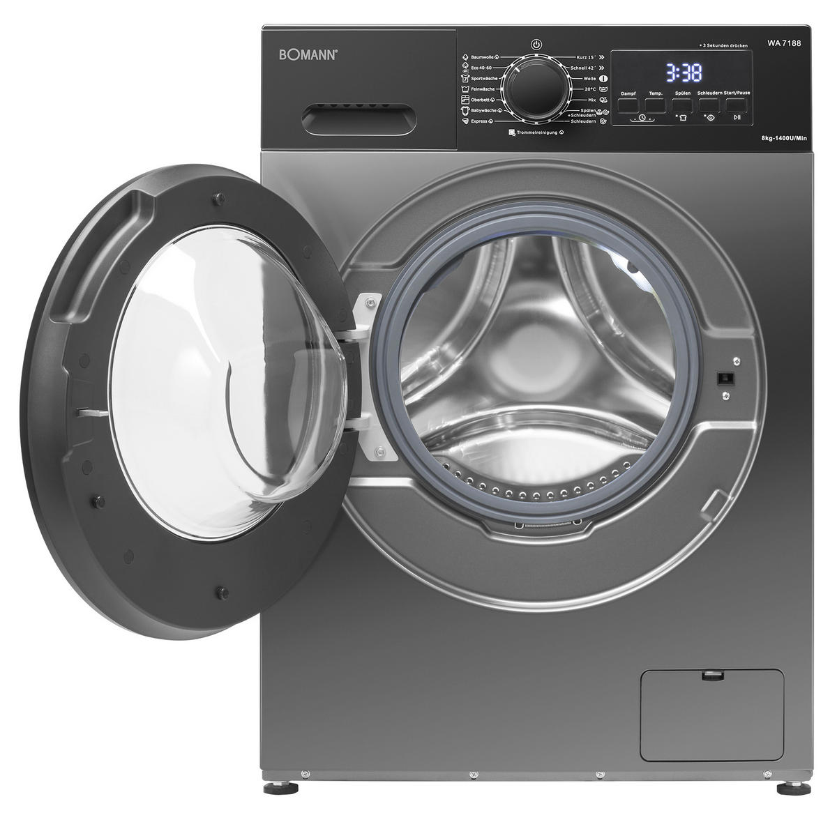 WASCHMASCHINE WA 7188  - Titanfarben, Trend, Metall (59,5/85,0/48,0cm) - Bomann