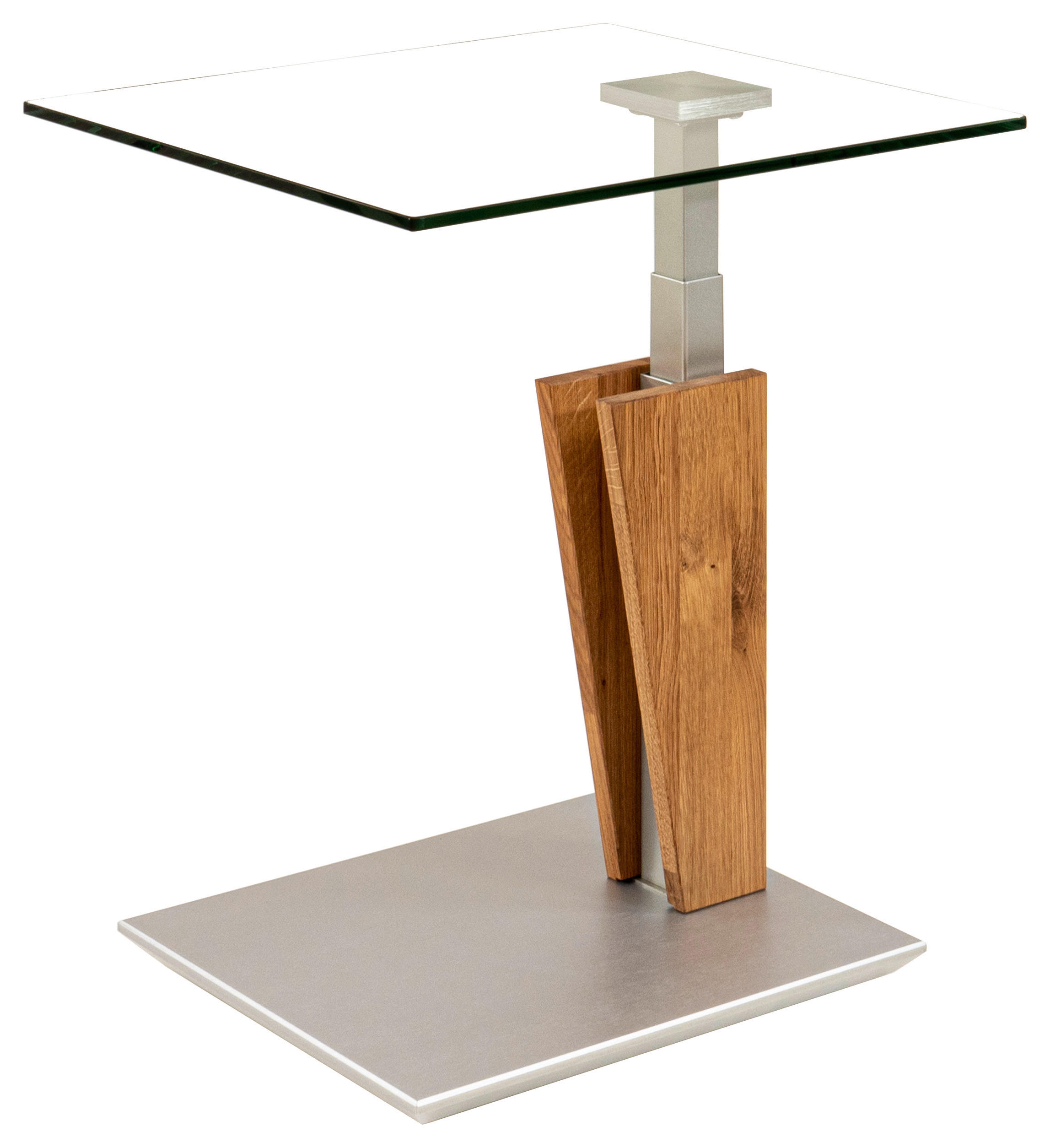 BEISTELLTISCH 55/47/47-65 cm Wildeiche teilmassiv rechteckig  - Design, Glas/Holz (55/47/47-65cm)