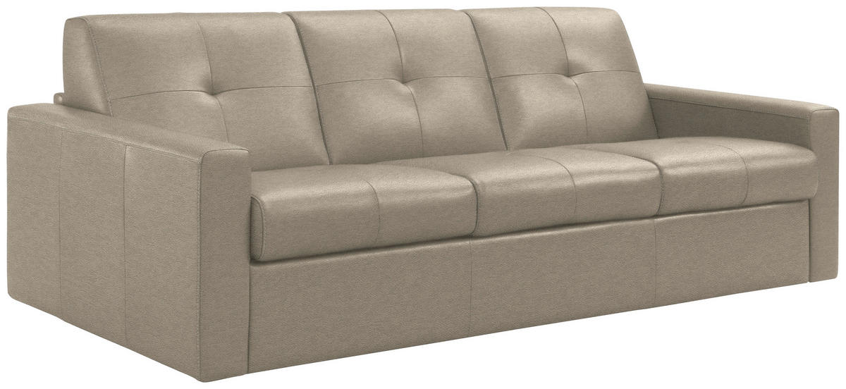 SCHLAFSOFA Beige  - Beige/Schwarz, Konventionell, Leder/Kunststoff (206/81/96cm) - Novel