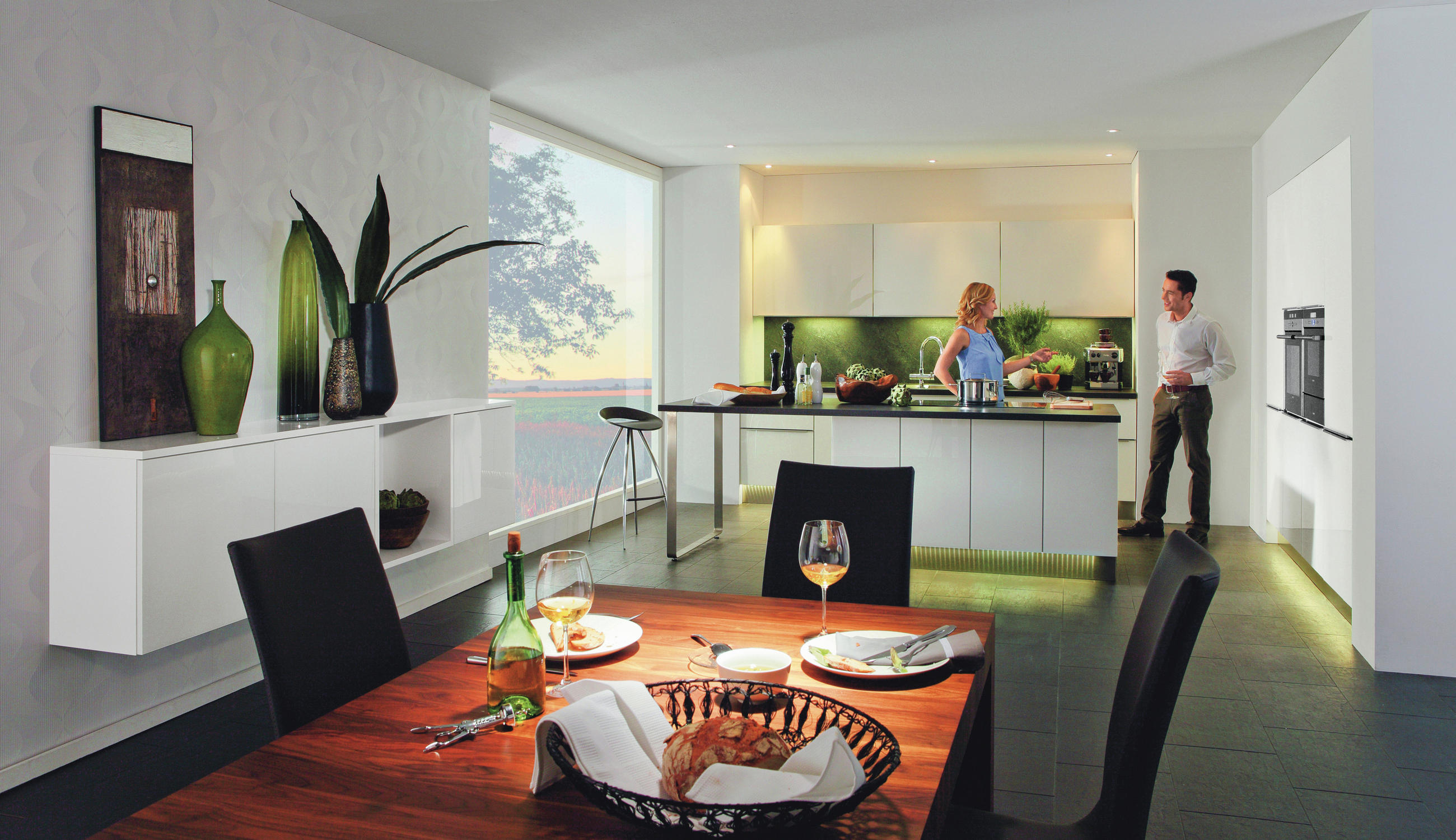 EINBAUKÜCHE   - Weiss, Design, Glas/Holzwerkstoff - Dieter Knoll