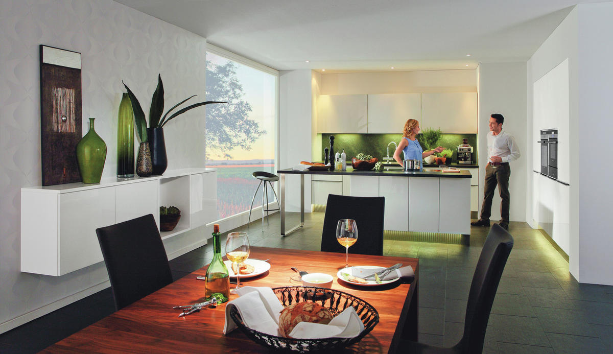 EINBAUKÜCHE   - Weiss, Design, Glas/Holzwerkstoff - Dieter Knoll