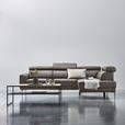 ECKSOFA in Echtleder Grau  - Chromfarben/Grau, Design, Leder/Metall (262/213cm) - Hom`in